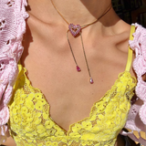 HEART LARIAT GOLD NECKLACE
