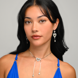 HEART LARIAT SILVER NECKLACE