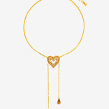 HEART LARIAT GOLD NECKLACE