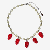 SKULL CHARM PEARL NECKLACE