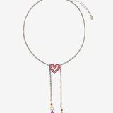 CHAINED HEART LARIAT NECKLACE