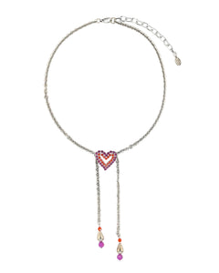 CHAINED HEART LARIAT NECKLACE