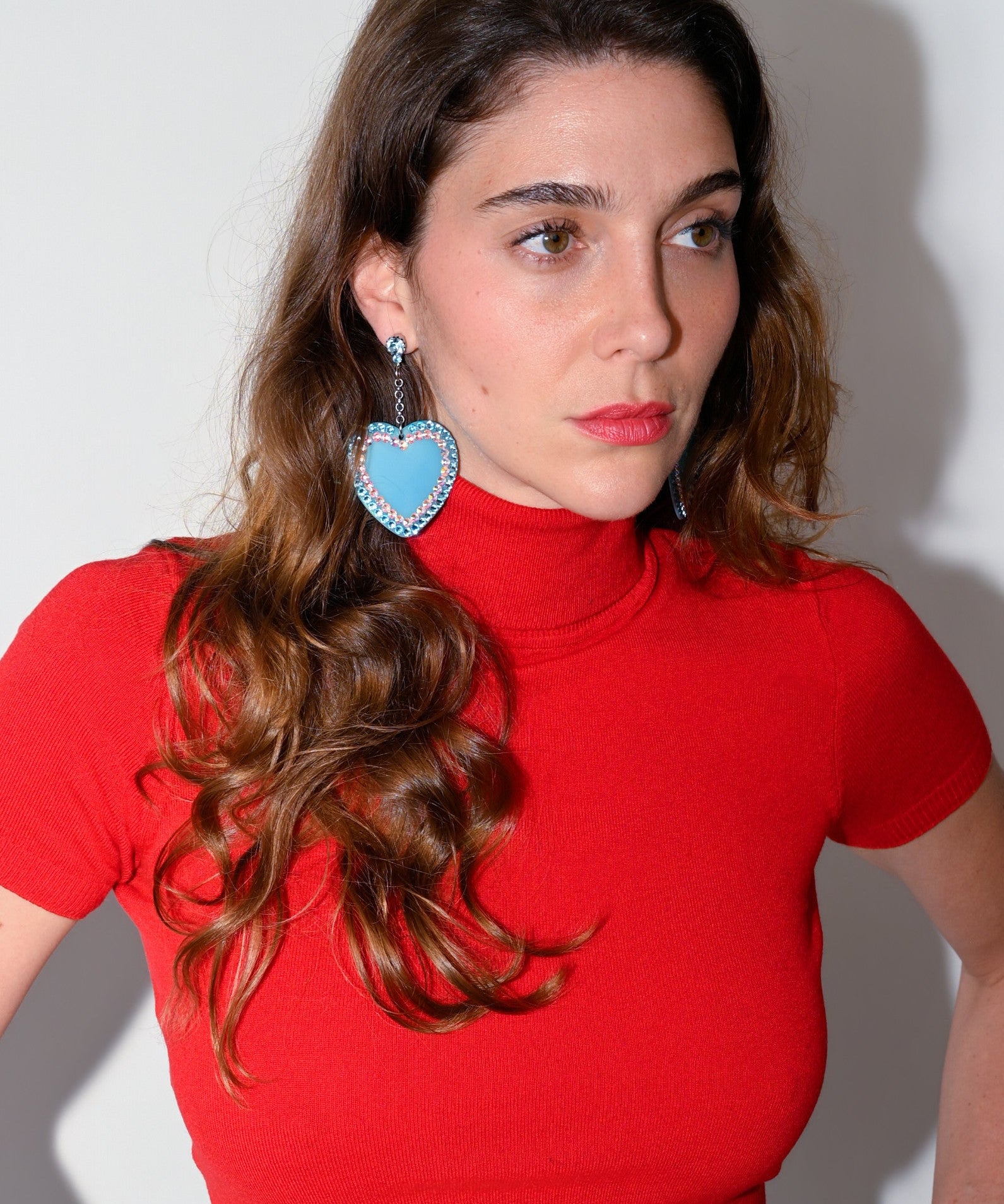 PAVE' HEART EARRINGS