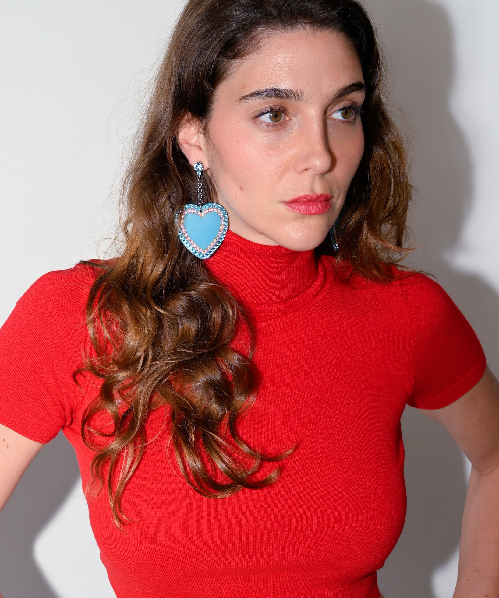 PAVE' HEART EARRINGS