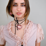 GLASSY HEART WRAP NECKLACE