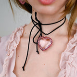 GLASSY HEART WRAP NECKLACE