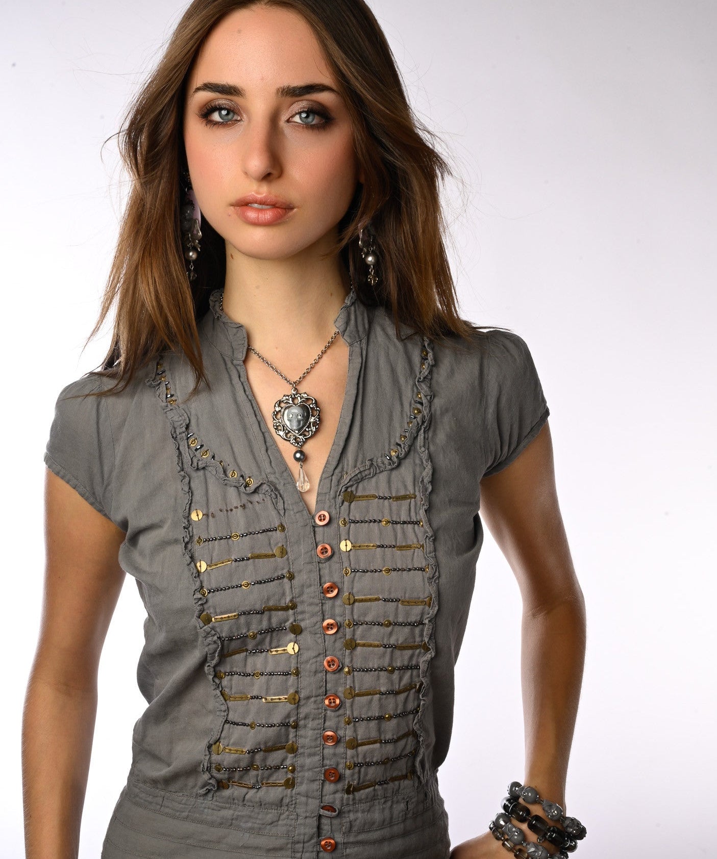 Filigree Heart Skull Necklace