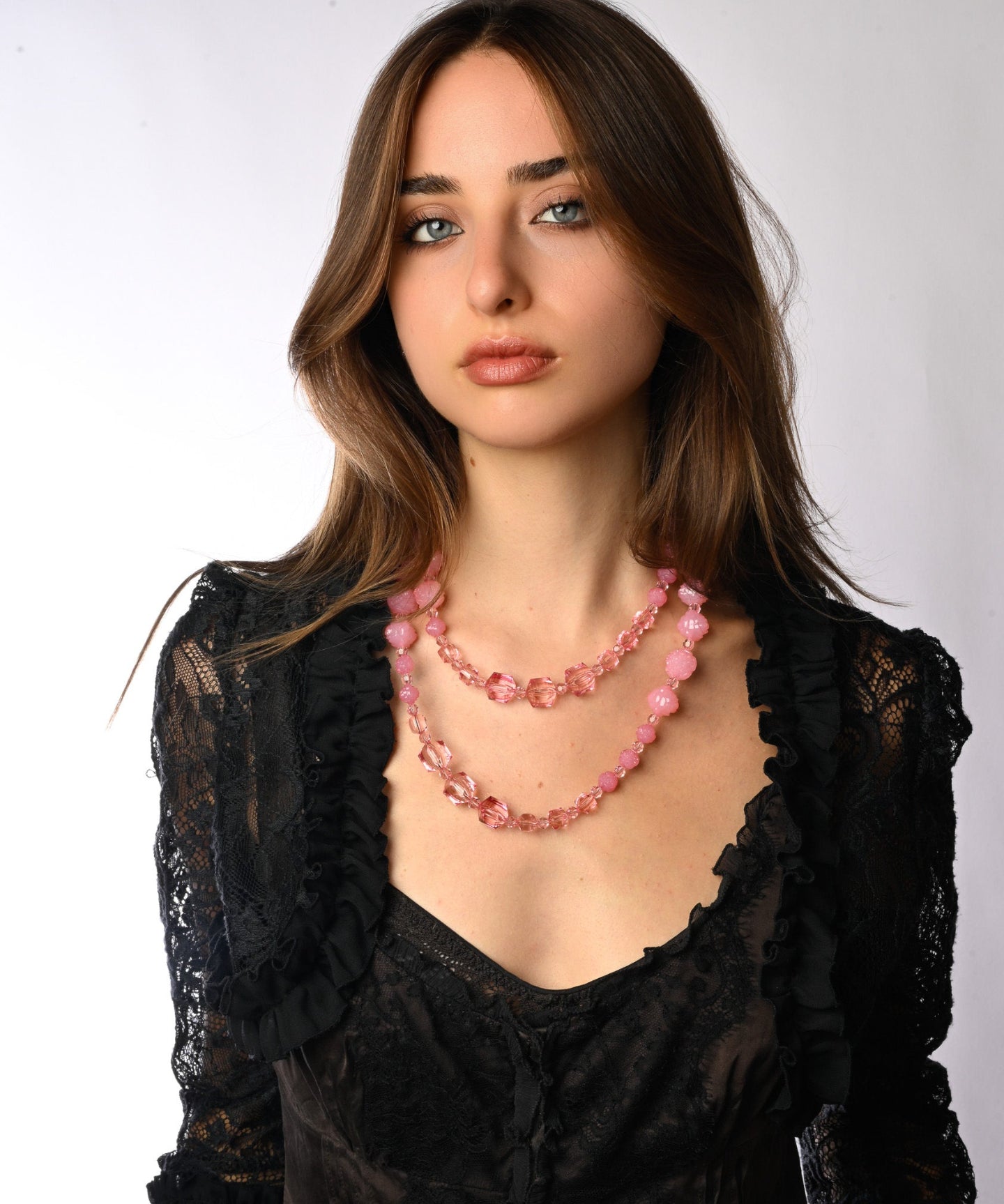 Carved Rose Long Necklace