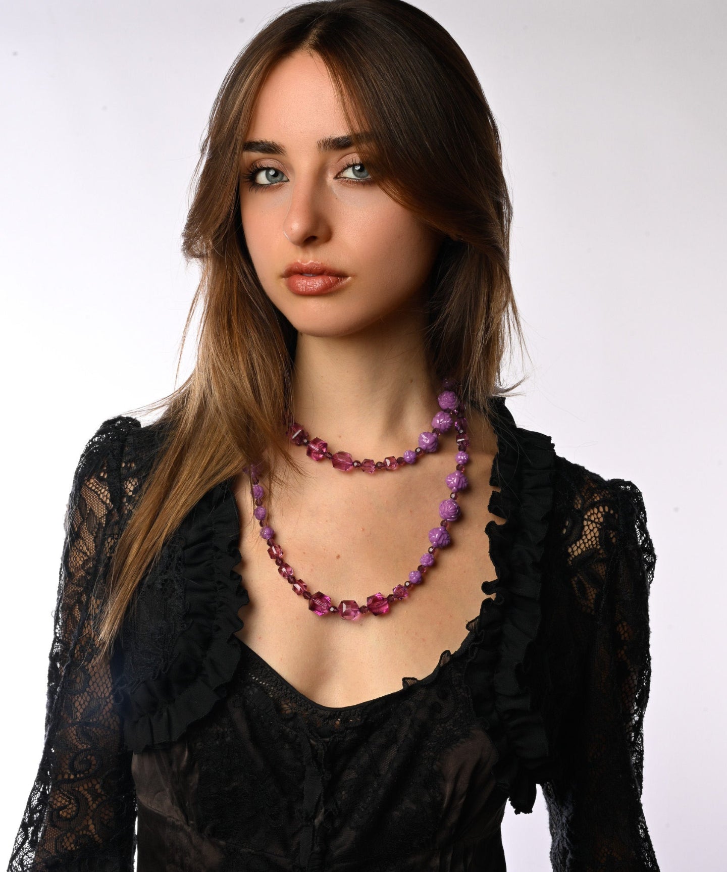 Carved Rose Long Necklace