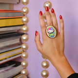 PINK HEAD CAMEO RING