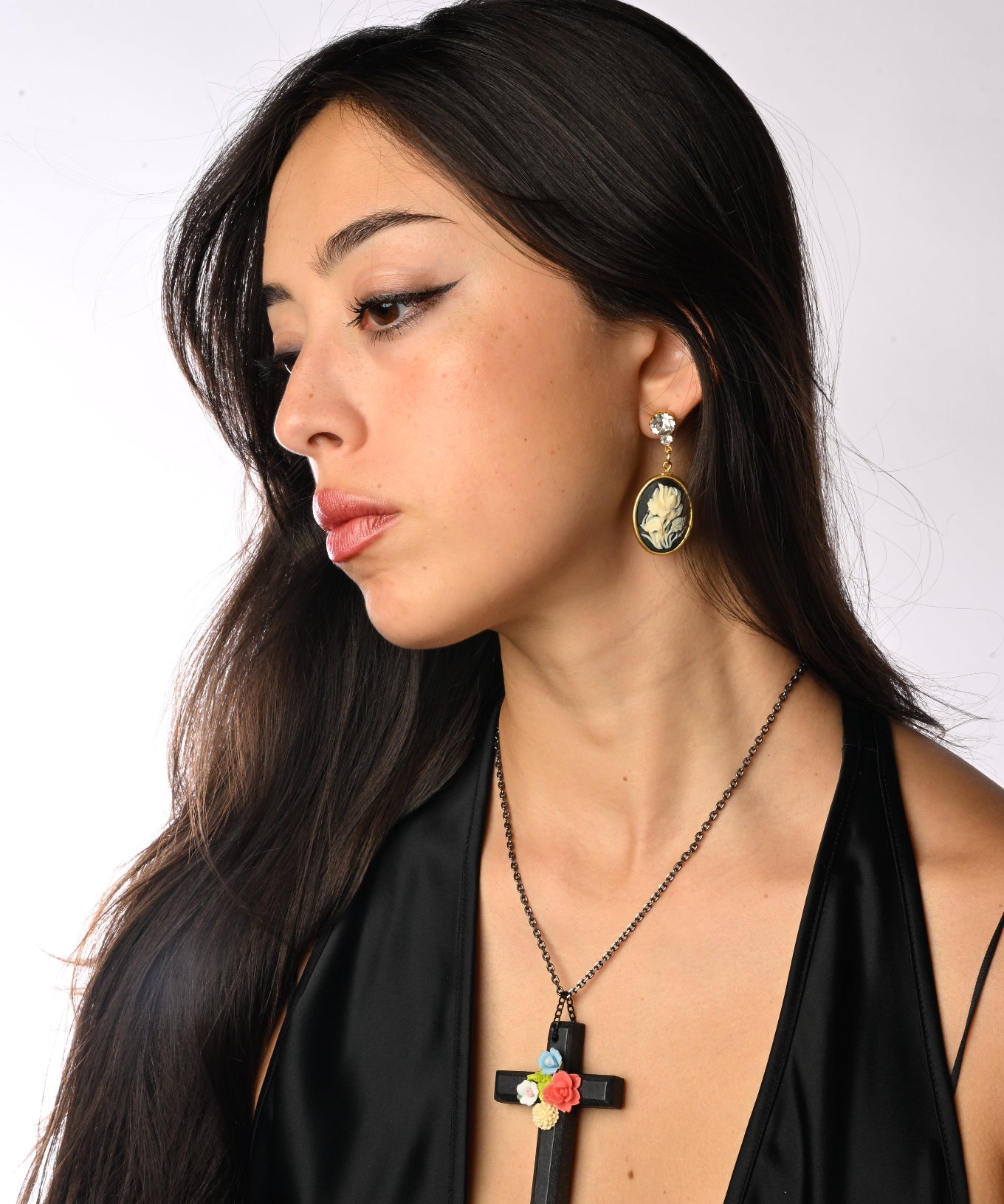 Ivory Rose Cameo Earrings