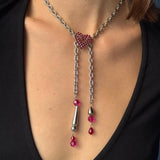 CHAINED HEART LARIAT NECKLACE