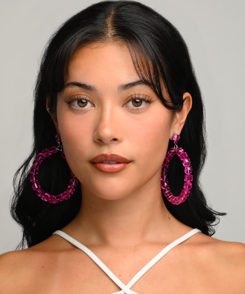 GEM CUT LUCITE HOOPS