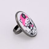 PINK HEAD CAMEO RING