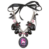Gothic Pink Head Ribbon Necklace