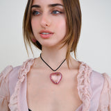 Glassy Heart Wrap Necklace