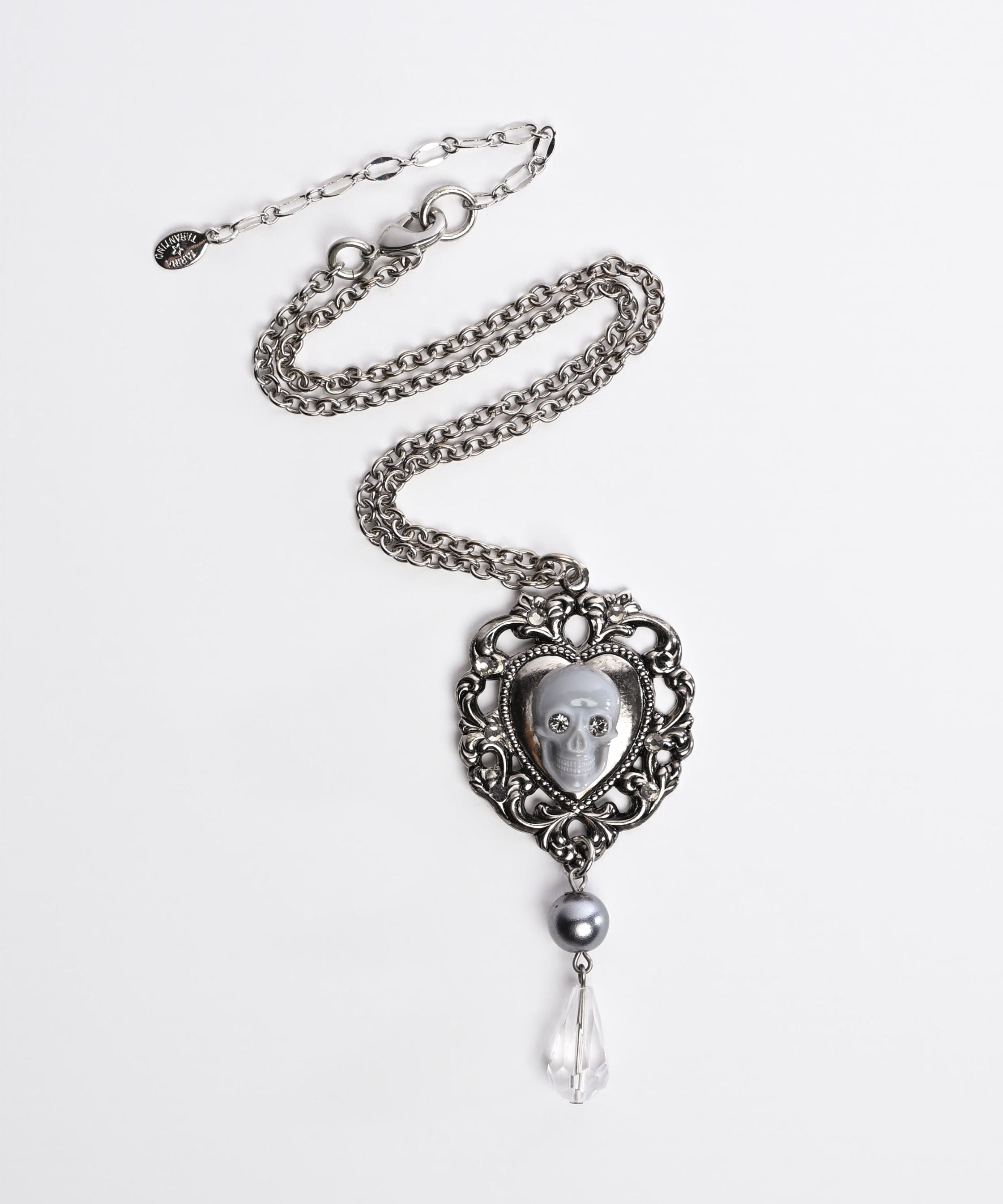 Filigree Heart Skull Necklace
