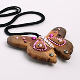 Wood Butterfly Wrap Necklace