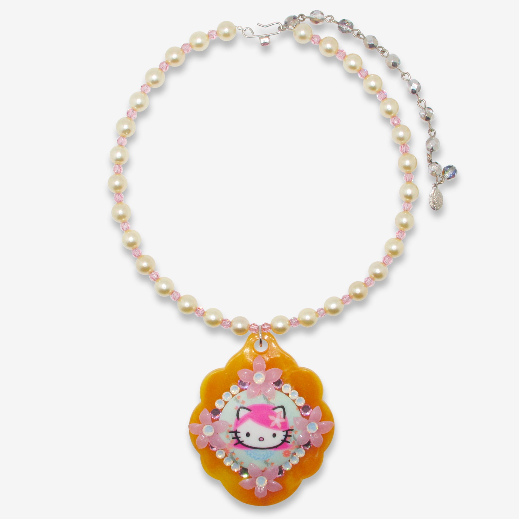 Hello Kitty Sanrio Crystal Pendant Necklace Ladies/Girl White Zircon  Vintage | eBay