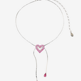 HEART LARIAT SILVER NECKLACE