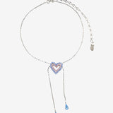 HEART LARIAT SILVER NECKLACE