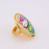 PINK HEAD CAMEO RING