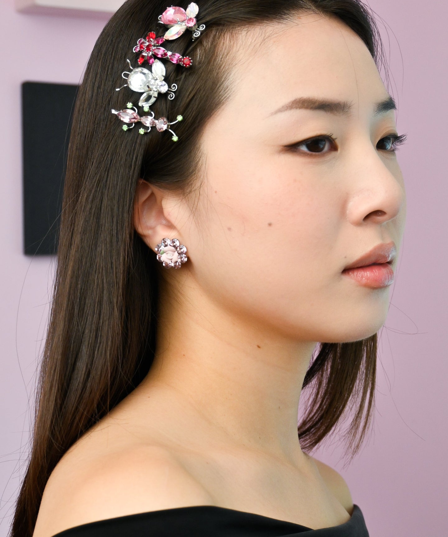 Crystal Rose Stud Earrings
