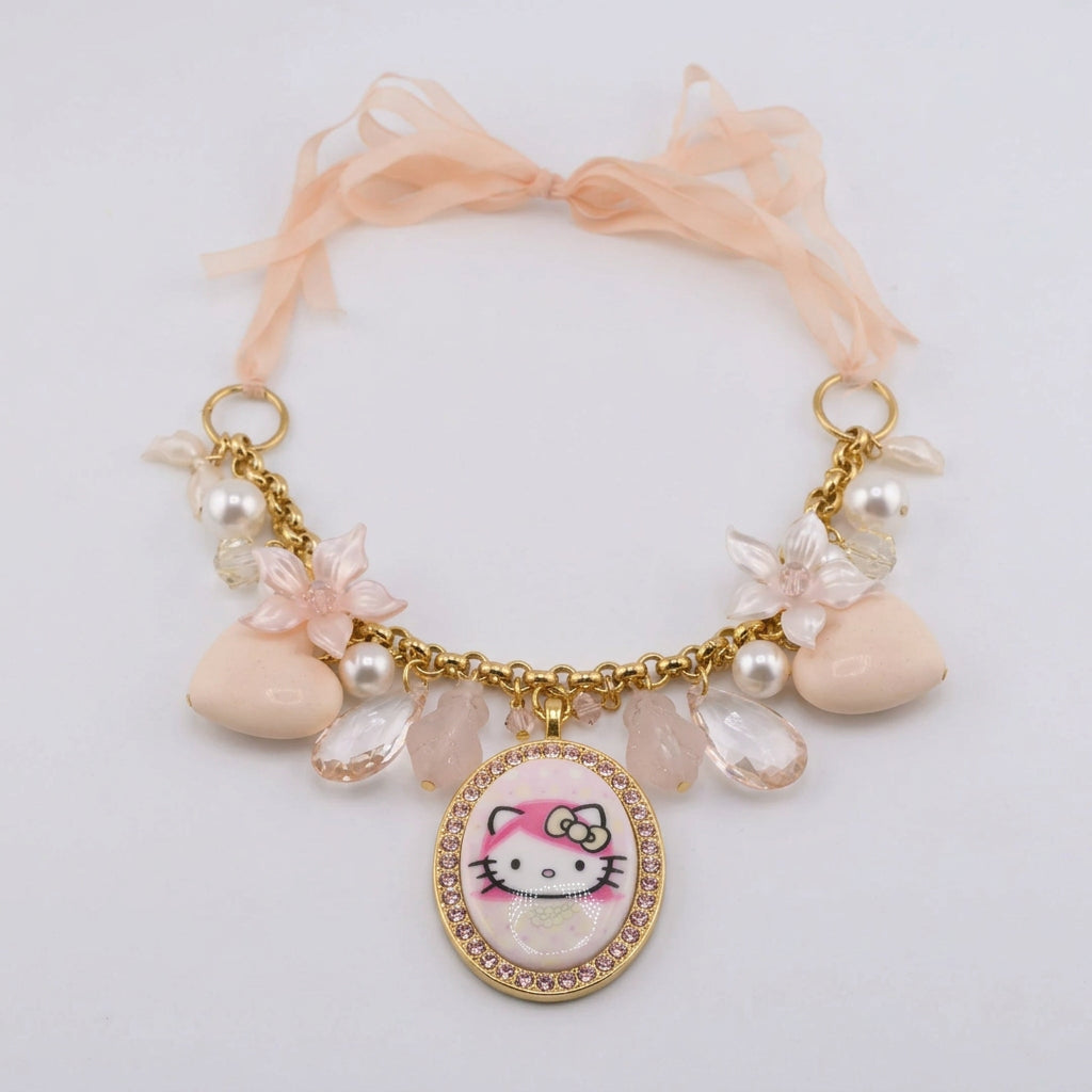 Peach Cream Pink Head Necklace