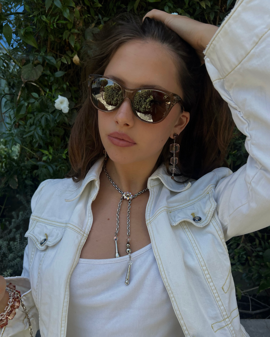 Crystal Flower Lariat