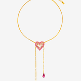 HEART LARIAT GOLD NECKLACE