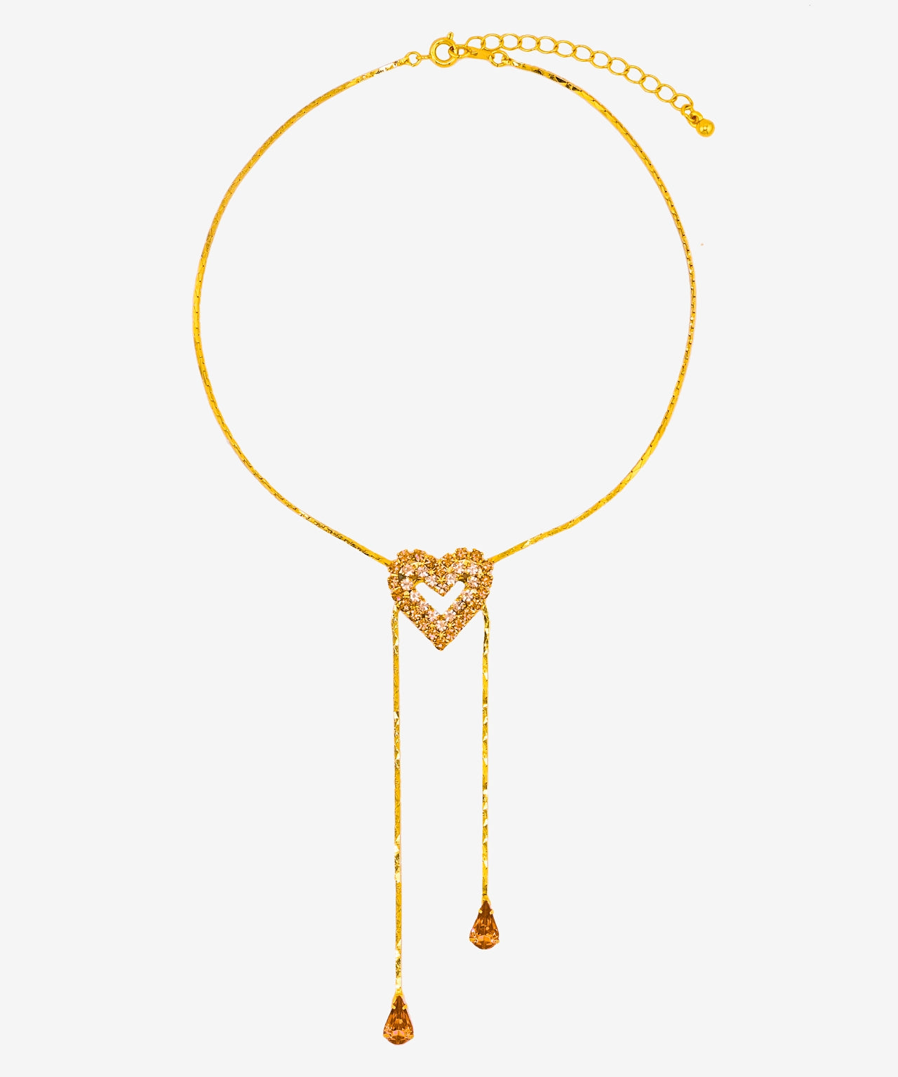 HEART LARIAT GOLD NECKLACE