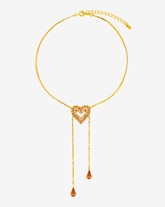HEART LARIAT GOLD NECKLACE