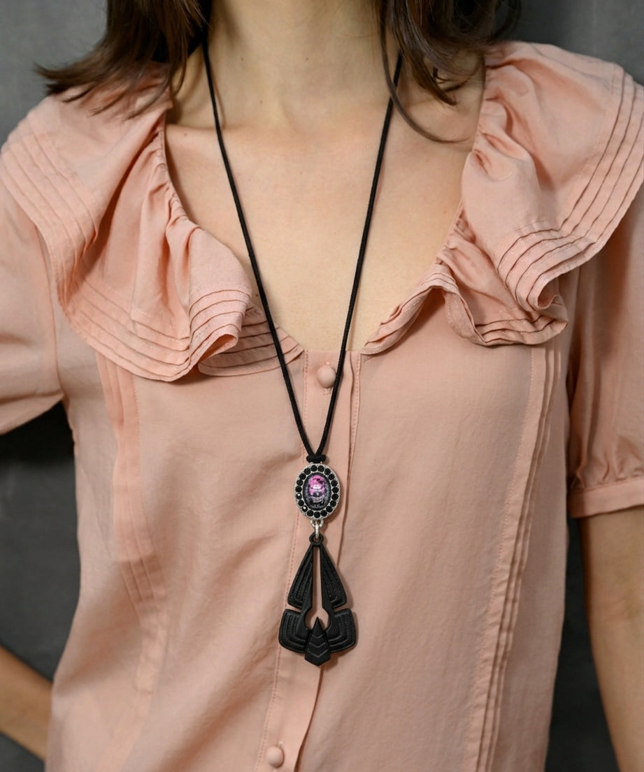 Pink Head Cord Necklace
