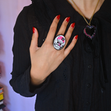 PINK HEAD CAMEO RING