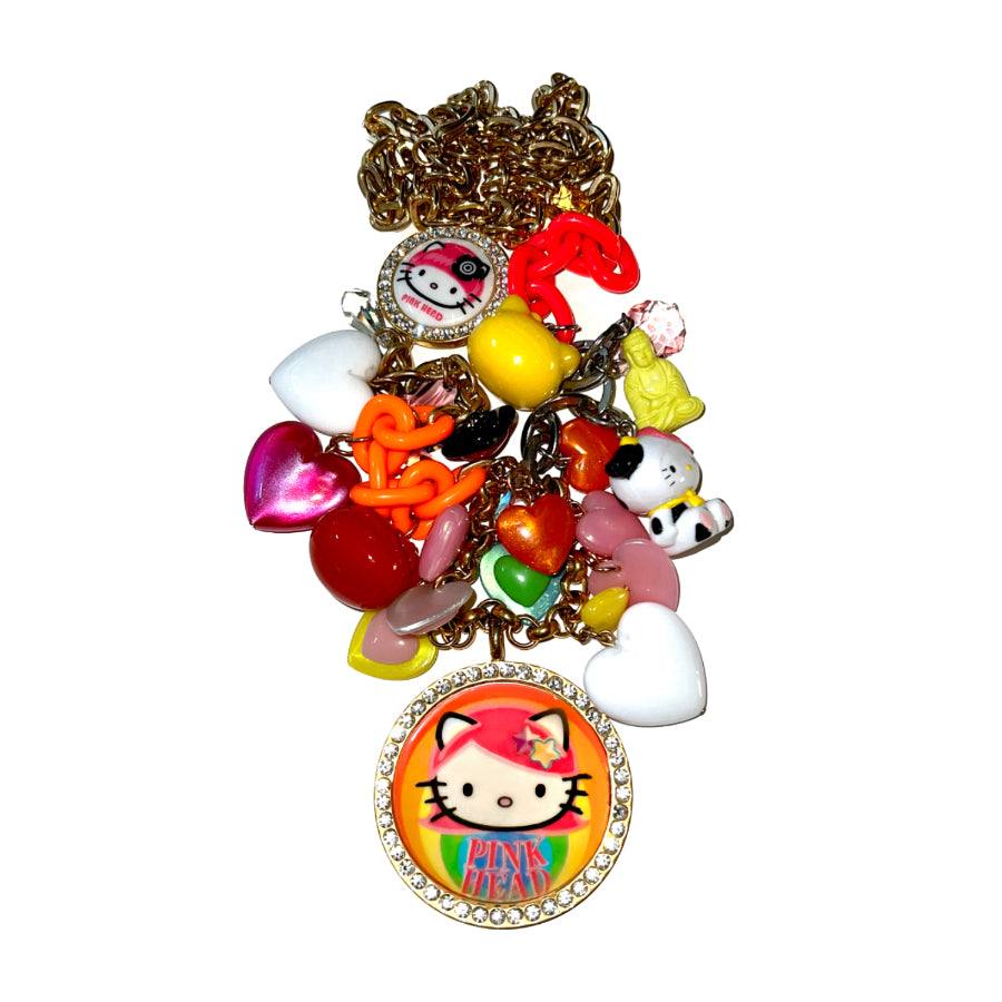 Rainbow Hearts Kitty Necklace
